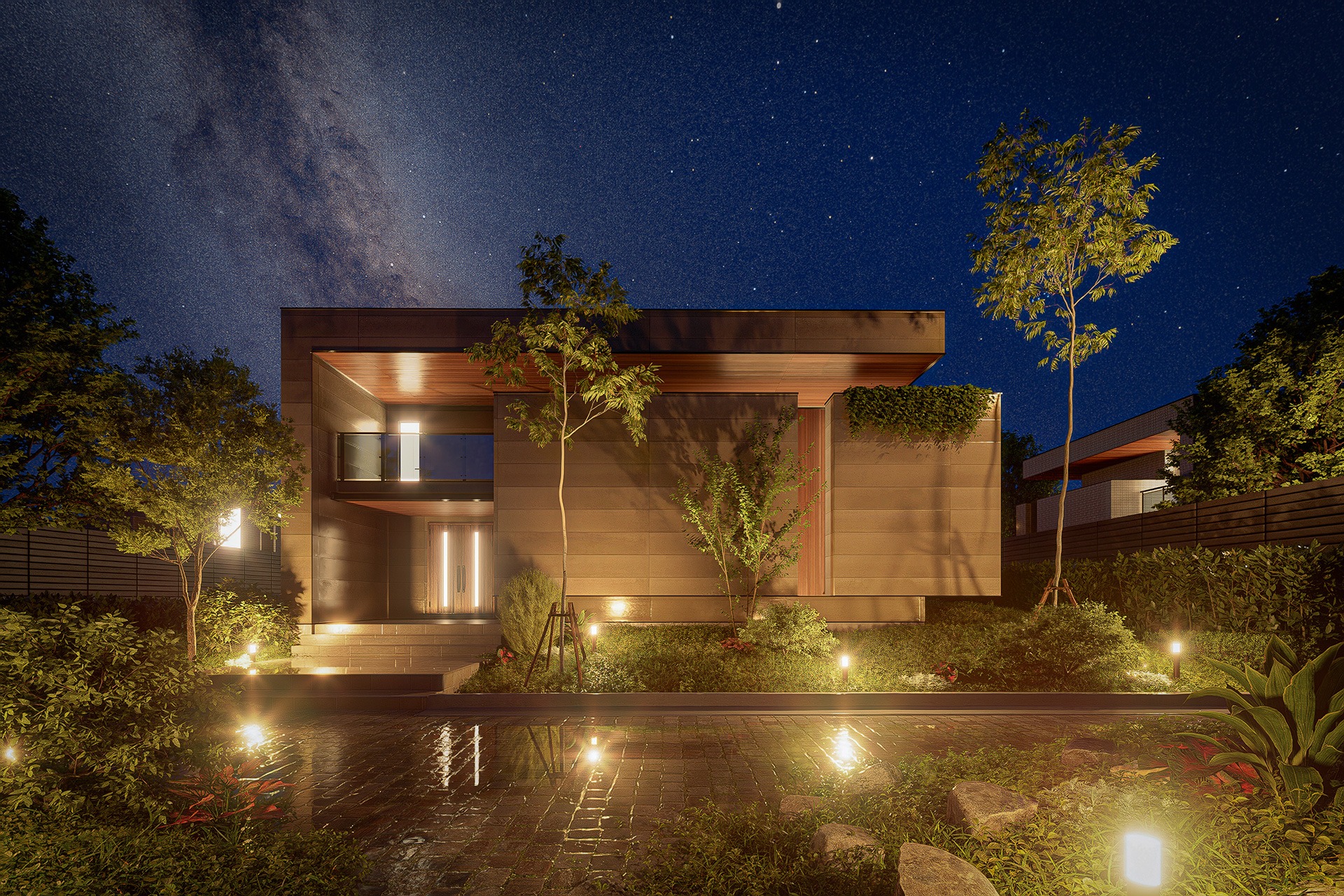 夜景の建築CG
