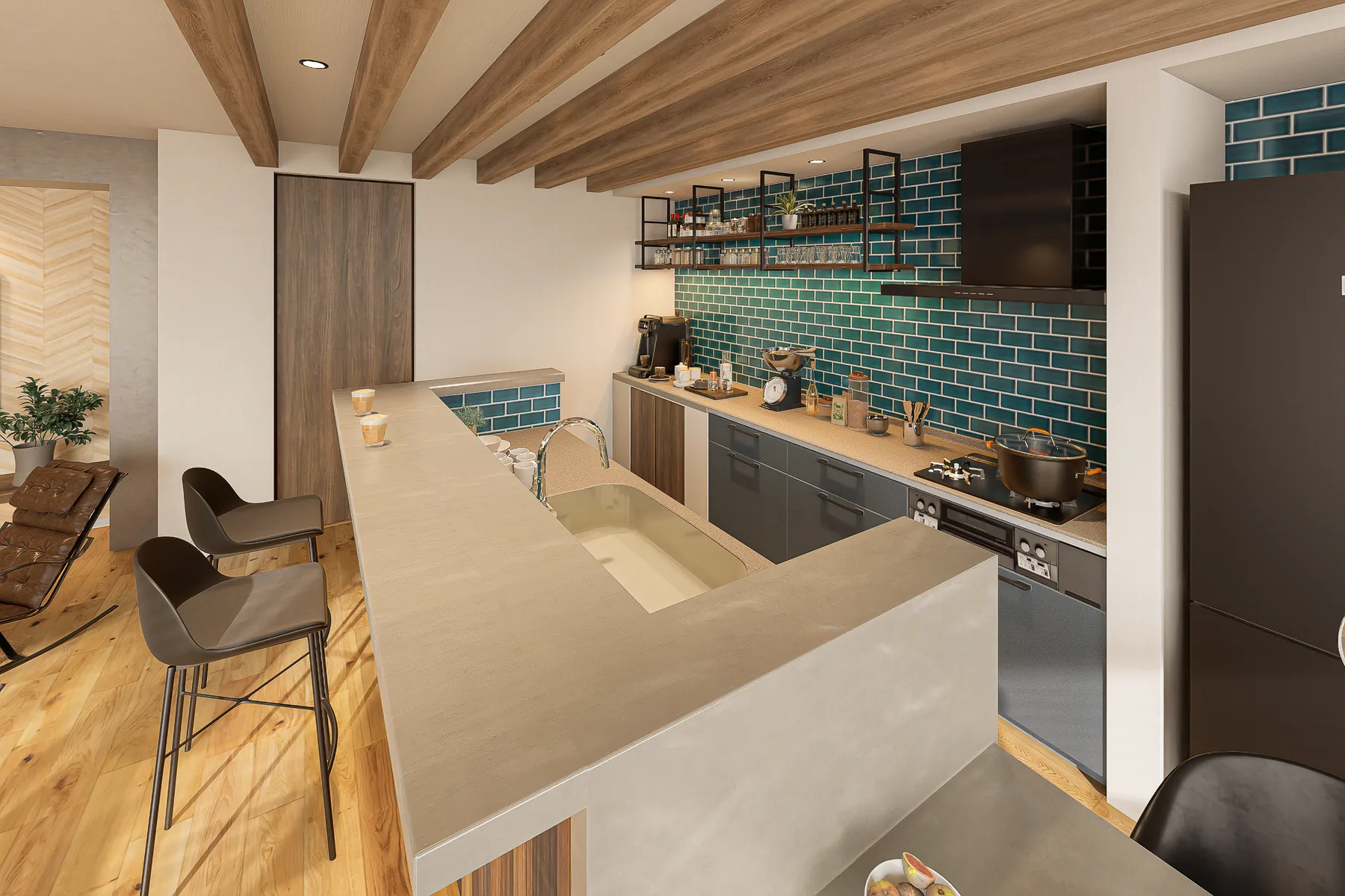 カフェナチュラルの建築CGイメージ